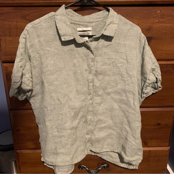 Rachel Zoe Light Green Linen Button Down Shirt - Picture 1 of 9